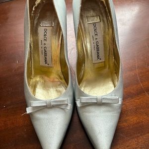 Vintage Dolce and Gabbana Powder Blue Satin Shoes 7.5
